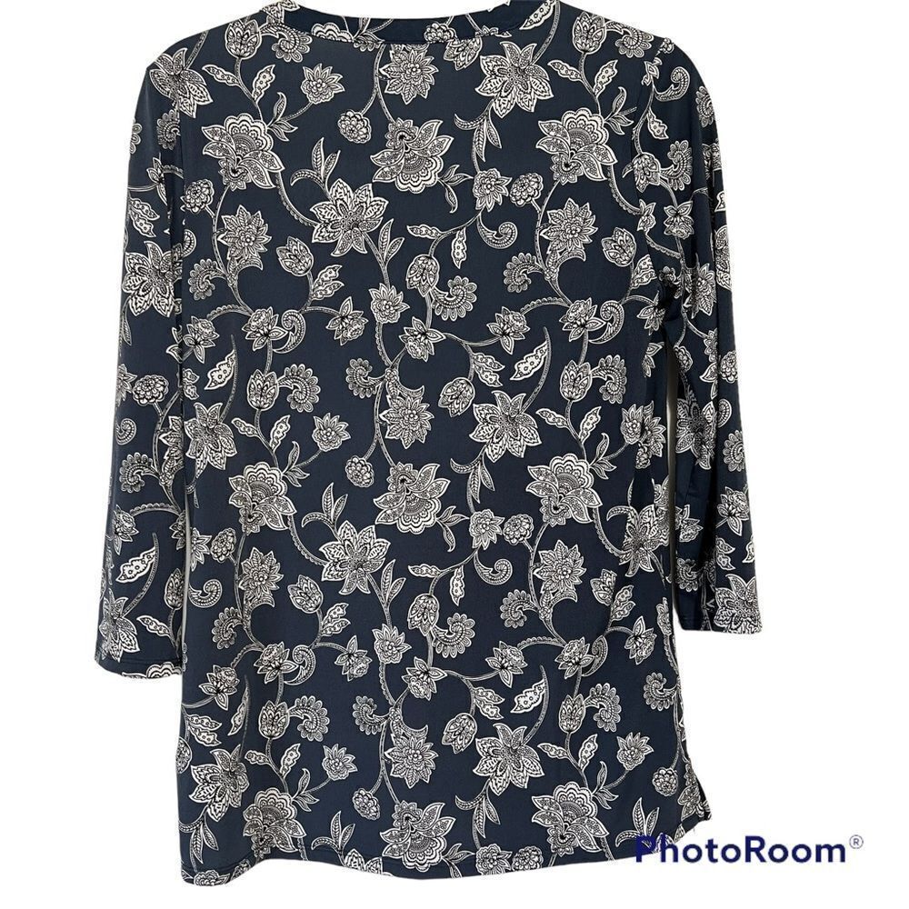 Stitch Fix Magnolia Grace Top Womens Small Floral V-Neck 3/4 Sleeve Blouse - Picture 2 of 6